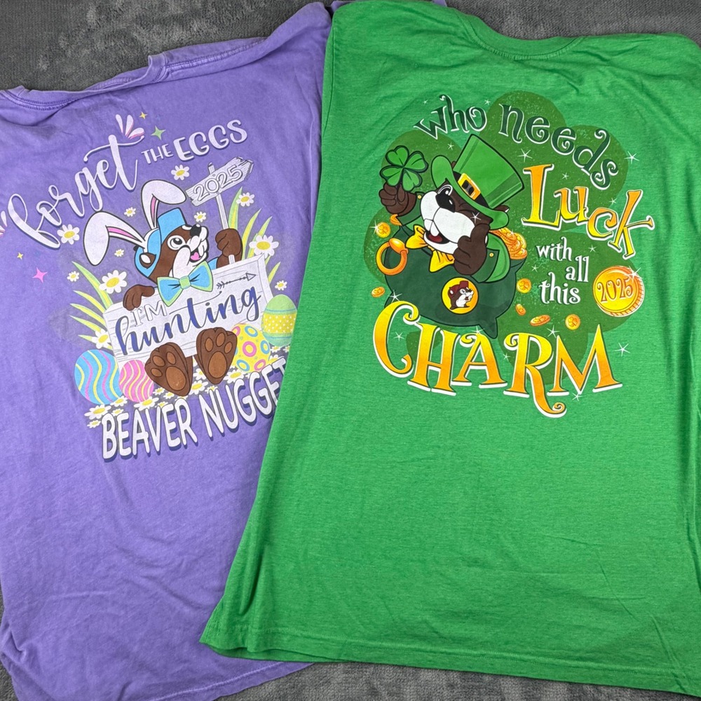 Buc-ees 2025 Holiday T-Shirt Lot Mens 3XL Easter St Patricks Day Purple Green